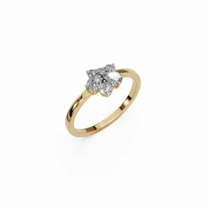 Anillo de Diamantes con Corte Redondo, Ovalado y en Forma de Pera, Cultivados en Laboratorio, en Oro Amarillo de 18K, 6 Piezas de Anillos para Exportación al por Mayor - Product Image 4