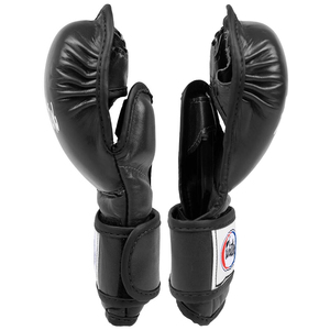 Guantes de MMA Fairtex para fabricantes OEM al por mayor, de cuero profesional negro completo, de medio dedo, para Muay Thai y MMA - Product Image 3