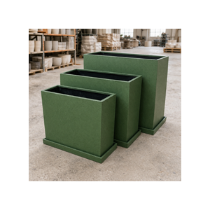 Ensemble de jardinières rectangulaires à plusieurs niveaux en fibre de verre, prêtes à être expédiées, pour jardin extérieur, patio, décoration commerciale - Product Image 1