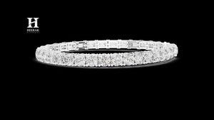 Luxury Mixed Cut Tennis Bracelet - Emerald and Round Brilliant Cut Diamond Bracelet in 14K/18K Gold - Product Image 4