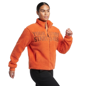 Veste en polaire sherpa pour femme avec logo, col montant, manches longues, fermeture éclair, chaude pour l'hiver, vestes polaires sherpa pour femmes - Product Image 3