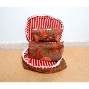 Nueva llegada al por mayor: Set de neceser de algodón puro hecho a mano con estampado de bloques para viaje, bolsa de maquillaje y neceser de tela para coser. - Product Image 4