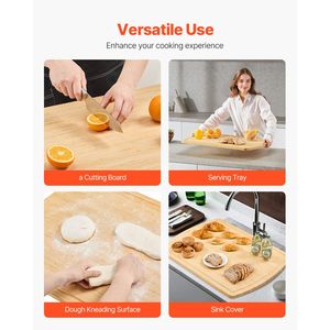 Tagliere in Legno di Bambù con Scanalature per il Scolo del Succo, per Fornelli a Gas ed Elettrici, Utensile per Frutta e Verdura - Product Image 3