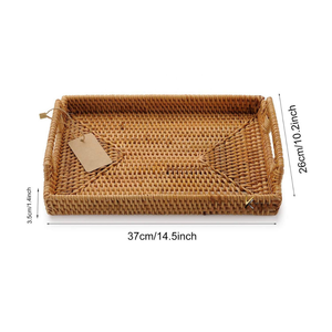 Plateau de service en rotin tressé fait main pour lit, table, usage hôtelier, petit-déjeuner et rangement d'épices – Vente en gros - Product Image 4