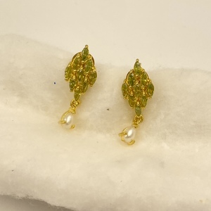 Conjunto de Collar de Perlas y Cristal de Peridoto Real a Precio de Fábrica, Colección de Joyería Nupcial con Piedra Marquesa, Regalo para Ella - Product Image 2