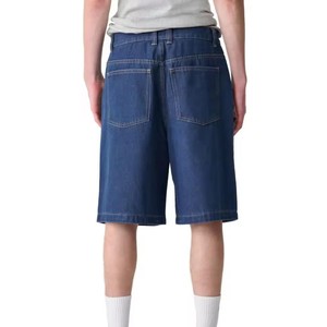 Shorts en jean pour hommes, coupe droite, taille haute, délavage foncé, décontracté, été, en coton tissé, style jean, pantalon large, OEM - Product Image 5
