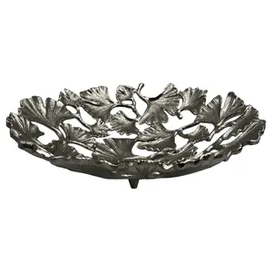 Premium Handmade Fruit Bowl for Kitchen Counter Coffee Table Dining Table DisplayLeaf Shape Metal <b>Decorative</b> <b>Plate</b> Handmade - Product Image 1