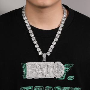 Collar de Plata de Ley S925 con Colgante de Letra Personalizada, Joyería Hip Hop de Lujo con Moissanita Baguette, Joyería Fina - Product Image 3