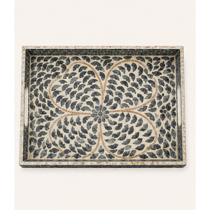 Bandeja Decorativa de Lujo Hecha a Mano con Incrustaciones de Madreperla, Mosaico Geométrico de Conchas, con Asas, para Mesa de Centro - Product Image 3