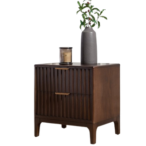 Miereta Accent Nightstand Made of Mahogany Wood <b>with</b> Two <b>Drawers</b> Modern Design Apartment-Friendly Bedroom Furniture - Product Image 1