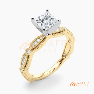 Princess Cut Moissanite Diamond Gold Ring for Women Vintage Engagement Wedding Ring USA Bridal Jewelry - Product Image 6