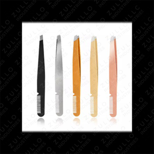 Pinzas para Cejas 2 en 1 de Acero Inoxidable con Peine, Punta Inclinada, Color Personalizado, Herramienta de Belleza y Precisión - Product Image 5