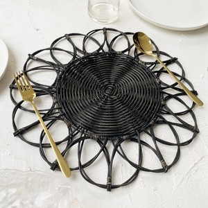 Black Charger Plates Wedding Party Event Rattan Flower Plate Placemats with Customizable Colors and logo - Product Image 2