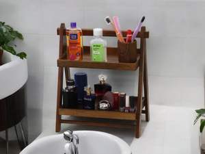 Étagère de rangement autoportante en bois massif de qualité supérieure pour la maison et la cuisine / Étagère à double plateau / Étagères de rangement / Étagère à épices - Product Image 3