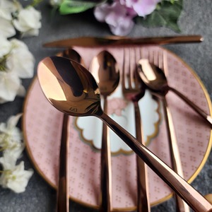 Modern Rose Gold Dining Set – Designer Stainless Steel <b>Flatware</b> for Hotels Restaurants & Luxury Homes - Product Image 4