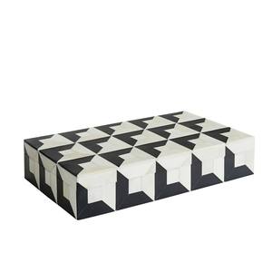 Handcrafted Black White Checkered Resin Jewelry Storage <b>Box</b> Decorative <b>Keepsake</b> Lacquer Finish Bedroom Decorative Gift <b>Box</b> - Product Image 4