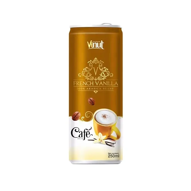 250ml Cafe içecek vanilya 100% Arabica fasulye çözünebilir kahve 8.0% Brix meyve lezzet 0.25Kg Premium sınıf Normal tatlı