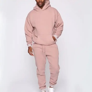 Men's Purple Hooded Tracksuit Full Sleeve Solid Color Casual Joggers <b>Set</b> Loose Fit With Kangaroo Pockets Autumn Wear - Product Image 6