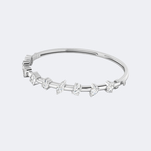 3.00CTW Mixed Cut Diamond Station <b>Bangle</b> Bracelet Prong Set <b>Solid</b> <b>Gold</b> Fancy Multi Shape Stone Stackable Jewelry Gift for Women - Product Image 3