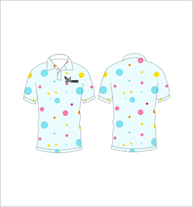 เสื้อโปโลผู้ชายแบบสั่งทำพิเศษ พิมพ์ลายจุดสีสันสดใส เสื้อกอล์ฟ ระบายเหงื่อได้ดี แขนสั้น ชุดยูนิฟอร์มประสิทธิภาพสูง ผู้ผลิต OEM - Product Image 3