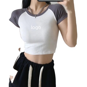 Customization High Quality Baby Tee Women T-shirts Ranglan Sleeve Women's Blank Street Wear Slim Fit T Shirt <b>Crop</b> <b>Top</b> - Product Image 3