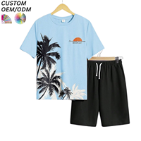 Solutions de vêtements d'entreprise personnalisés, vêtements pour garçons, ensemble de 2 pièces, 100% coton, imprimé animal, toutes saisons, vêtements décontractés, OEM ODM