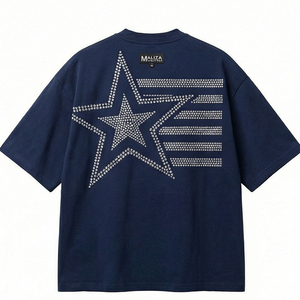 Luxury Rhinestone <b>Star</b> Men's T-Shirt 100% Cotton Polyester/Cotton Oversized Silver Bling Streetwear Breathable Quick Dry - Product Image 2