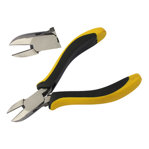 Pince coupante latérale en acier inoxydable 130 mm, poignées ergonomiques, mâchoires lisses, prise antidérapante, pour sertissage de circlips, noir-jaune, OEM - Product Image 1
