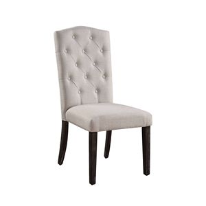 Gerardo <b>Set</b> of 2 Beige <b>Linen</b> and Weathered Espresso Dining Chairs - Product Image 1