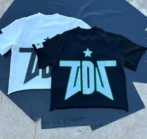 T-shirts unisexes surdimensionnés en coton 100% blanc tricoté avec logo sérigraphié sur le devant, style streetwear, 200g, vente en gros - Product Image 1
