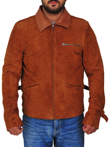 <b>Men's</b> Brown <b>Suede</b> Leather <b>Jacket</b> Stand Collar Casual Winter Wear Regular Fit Streetwear Breathable Eco-Friendly - Product Image 3