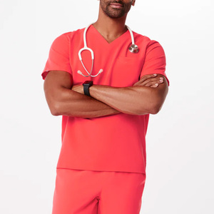 Luxury Male Medical Scrubs Nursing Uniform Set Comfortable & Breathable Medical Scrubs <b>Tops</b> & Pants For Men - Product Image 2