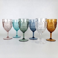 Verre à vin en plastique acrylique vintage personnalisé, couleur personnalisée, gaufré, pour mariage, fête, Noël