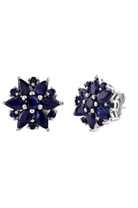 Pendientes de Zafiro Azul en Plata de Ley 92.5 KLST-30315 - Product Image 2