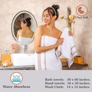 Serviette de bain ultra douce blanche en coton éponge de haute qualité, très absorbante, séchage rapide, écologique, compressée, personnalisable, à bas prix - Product Image 5