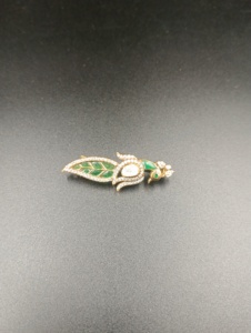 Silver <b>Gold</b> Plated Eagle Design Brooch Moissanite Polki Stones Green Doublet Enamel-Unisex Fashion Jewelry for - Product Image 2