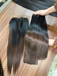 Extensions de cheveux humains bruts ultra-lisses en mèches avec closure en dentelle et frontal en dentelle pour perruques en cheveux humains Lace Front - Product Image 4