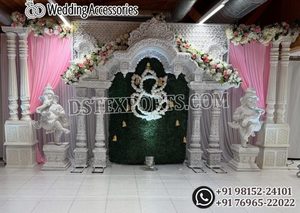 Escenario de Boda al Estilo Vintage del Sur de la India, Decoración para Bodas Tamilas con Marco de Fondo, Escenario de Boda Indio de Estilo Antiguo - Product Image 5