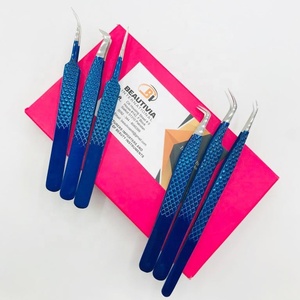Pinzas japonesas de acero inoxidable para extensión de pestañas, probadas a mano, recubiertas de Color azul, puntiagudas para uso de pestañas, personalizables, privadas - Product Image 5
