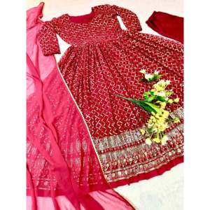 Designer Anarkali Gown with Pent and Dupatta for Parties <b>Indian</b> & <b>Pakistani</b> <b>Clothing</b> - Product Image 6