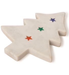Sous-verre moderne en céramique en forme de sapin de Noël avec étoiles colorées, réutilisable, pour la décoration de table - Product Image 3