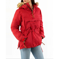 Veste d'hiver matelassée imperméable pour femme avec capuche en fausse fourrure, doublure en flanelle, coupe-vent, mi-longue, beige personnalisée