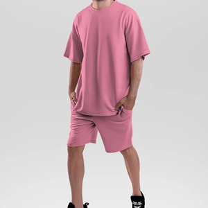 Conjunto de Traje de Verano de 2 Piezas para Hombre, a la Moda, Informal, Deportivo, de Poliéster/Algodón, de Secado Rápido, con Logotipo Personalizado, Fusión sin Costuras - Product Image 4