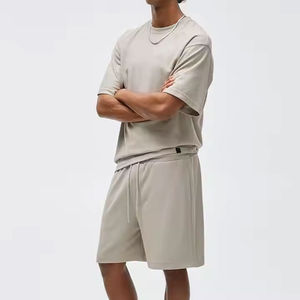 Ensemble deux pièces d'été pour homme : T-shirt à manches courtes et short en polaire respirant, décontracté et oversize, couleur unie, 100% coton - Product Image 5