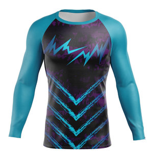 Rash Guard Long Sleeve Swim <b>Shirt</b> for Men <b>Compression</b> Wear Top Custom Fabric OEM Supplier Fully Sublimated Rashguard - Product Image 5
