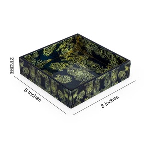 Elegant Single Square MDF <b>Wood</b> Serving Tray Handmade Enamel Coated Kitchen Dining Table Multi-Purpose Decorative Tray - Product Image 5