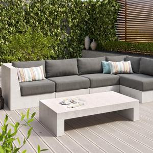 <b>Modern</b> Gray Concrete L-Shaped Corner <b>Sofa</b> Set Chaise Lounge Modular <b>Sofa</b> Bed Track Arm Durable Living Room - Product Image 4