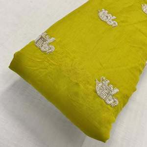 Tissu perlé en soie et mousseline, tissu brodé, dentelle à sequins, organza pour robe de mariée, abaya, caftan, fournisseur de mode, exportateur en gros - Product Image 4