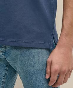 Nuevo polo de moda para hombre, 100% algodón, grueso, 300 GSM, con logo impreso en DTF personalizado, color azul cielo, tela piqué. - Product Image 5