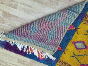 Tapis persan vintage style Serapi, bleu marine et rouge, en laine/soie, 9x12, 1 pièce, avec envers en latex, écologique, noué à la main - Product Image 3